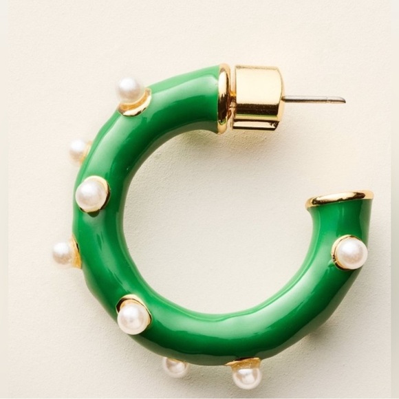Kate Spade Emerald Green Pearl Hoop Earrings collab Target - Picture 3 of 8